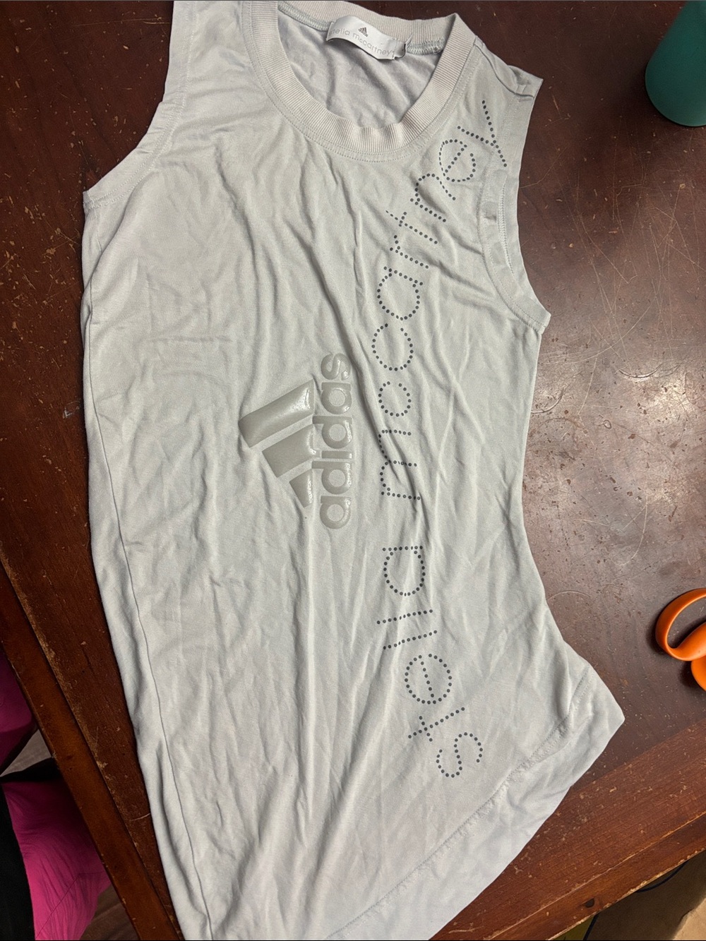 Stella McCartney adidas gray sleeveless gray shirt colab gym workout